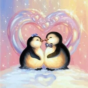 Penguin Couple Diamond Painting Kit (12in x 12in)